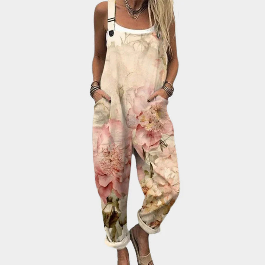Mono Beige Estampado Flores Rosas