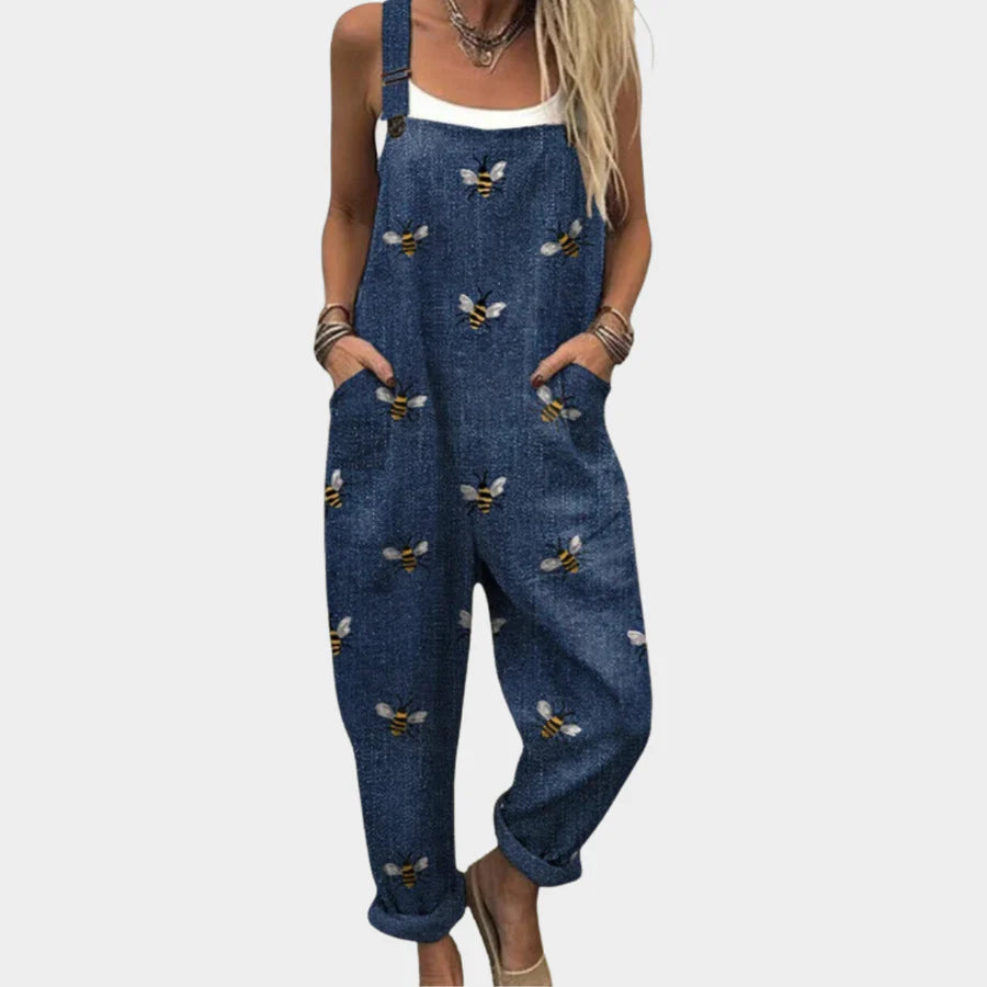 Mono Azul Vaquero Estampado Abejas