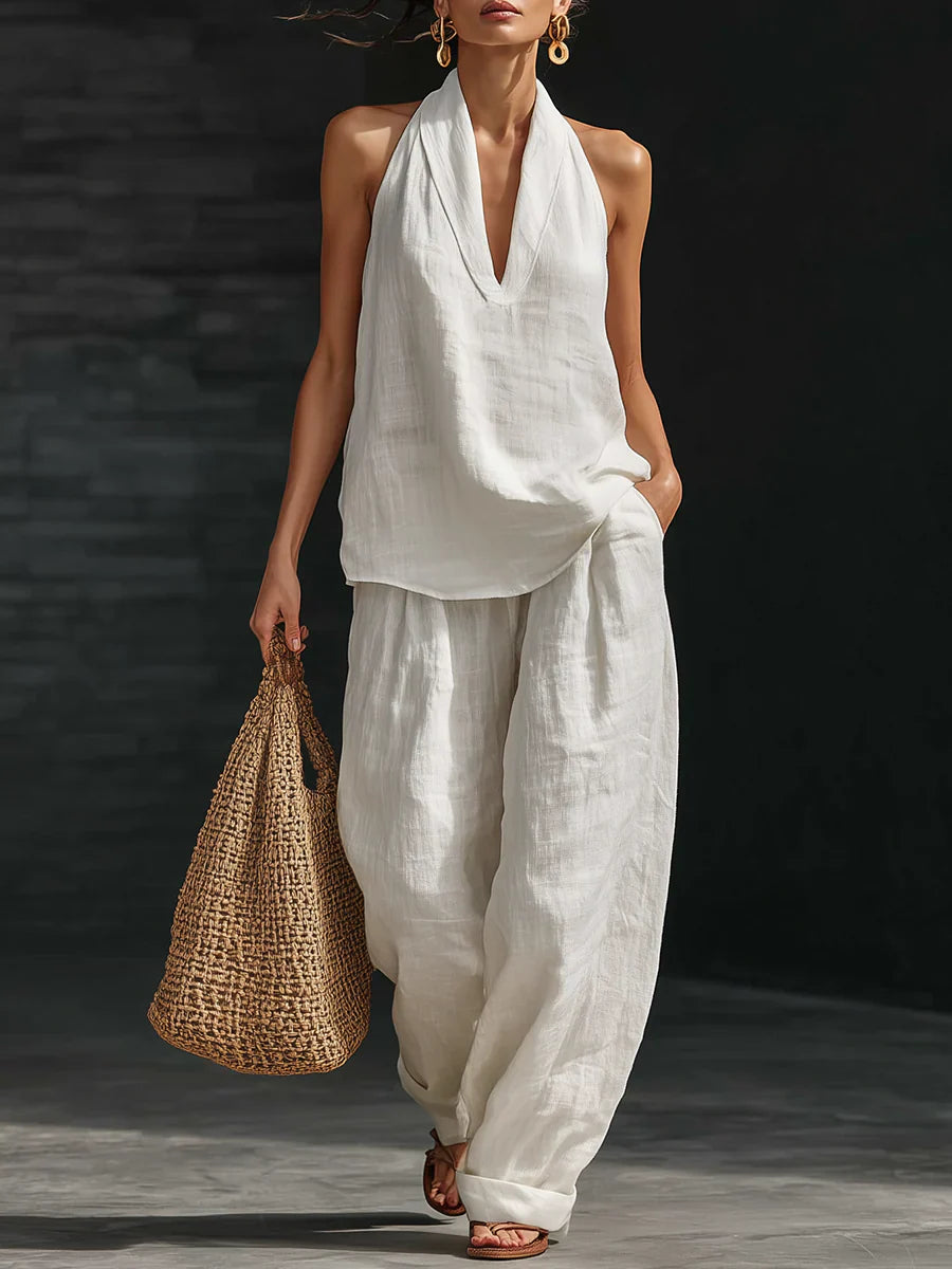 Conjunto Sin Mangas Y Pantalón de Pierna Ancha
