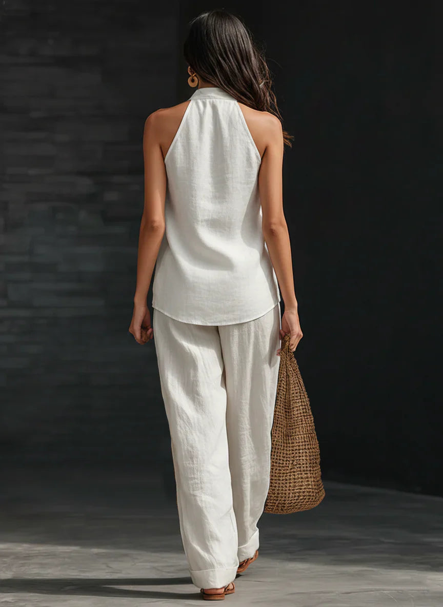 Conjunto Sin Mangas Y Pantalón de Pierna Ancha