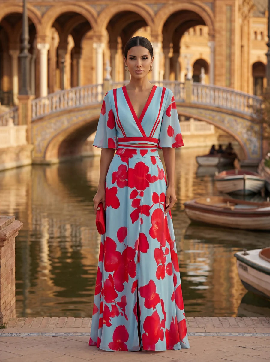 NOELIA - Vestido floral con escote V