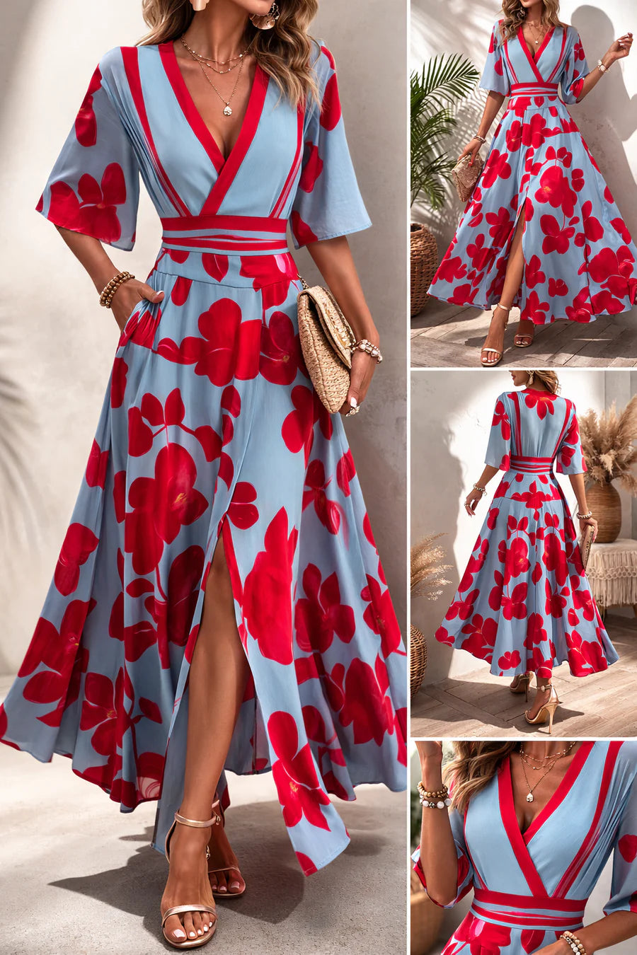 NOELIA - Vestido floral con escote V