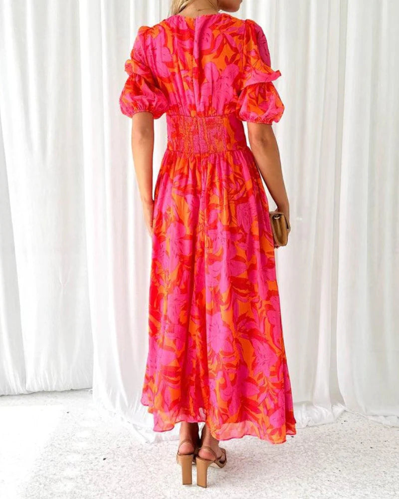 Vestido Maxi Boho - Fucsia & Naranja