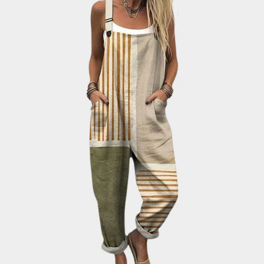 Mono Beige y Verde Estampado Rayas
