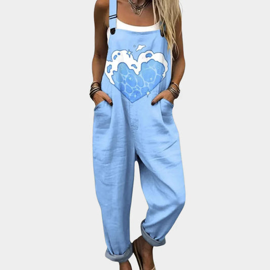 Mono Azul Estampado Corazón