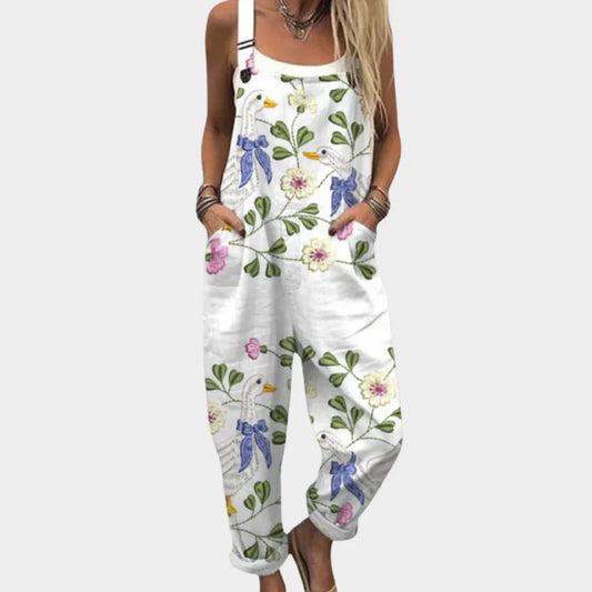 Mono Blanco Estampado Flores y Ocas