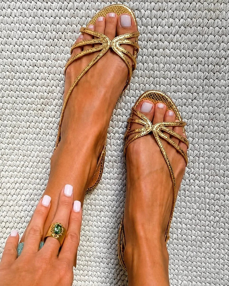 Sara - Sandalias doradas de elegancia veraniega
